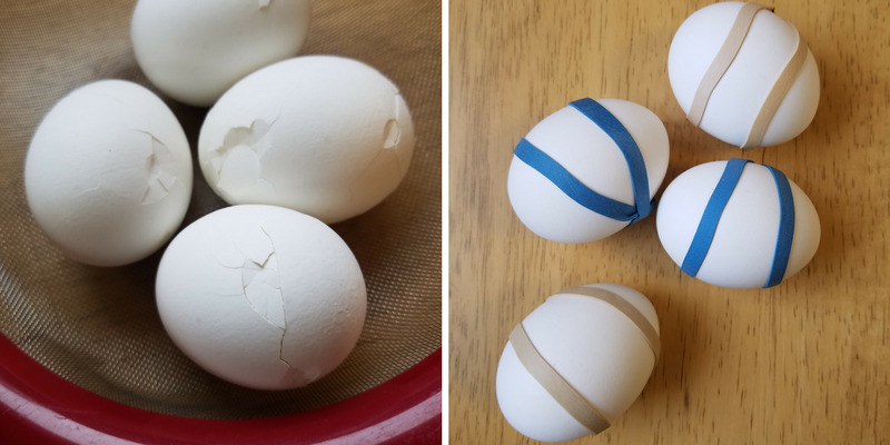 Left: Dinosaur Eggs, Right: Rubber Band Eggs